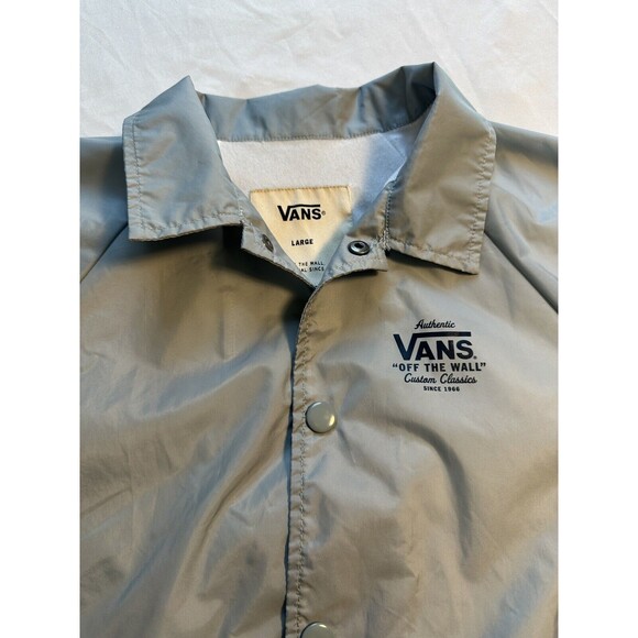 VANS SNAP FRONT NYLON COACHES JACKET MEDIUM Kids Large Light Grey - Picture 4 of 9